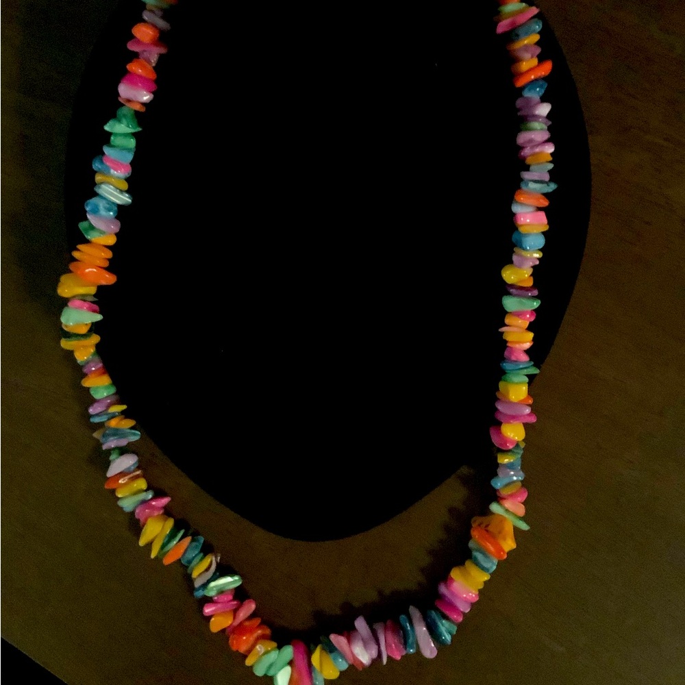 Vintage Costume Chunky Multicolored Glass Stone Necklace